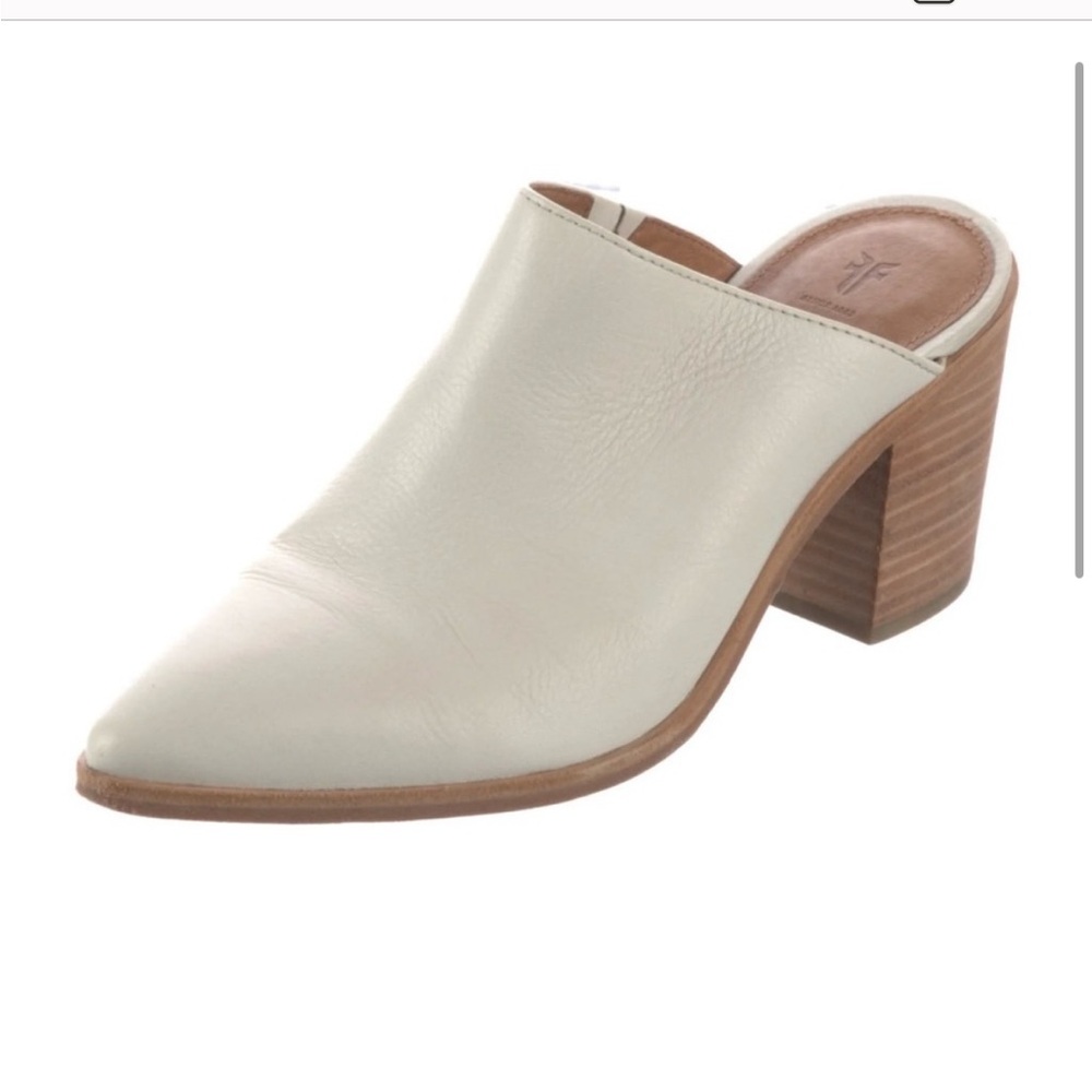 Frye Flynn white leather pointed toe mule